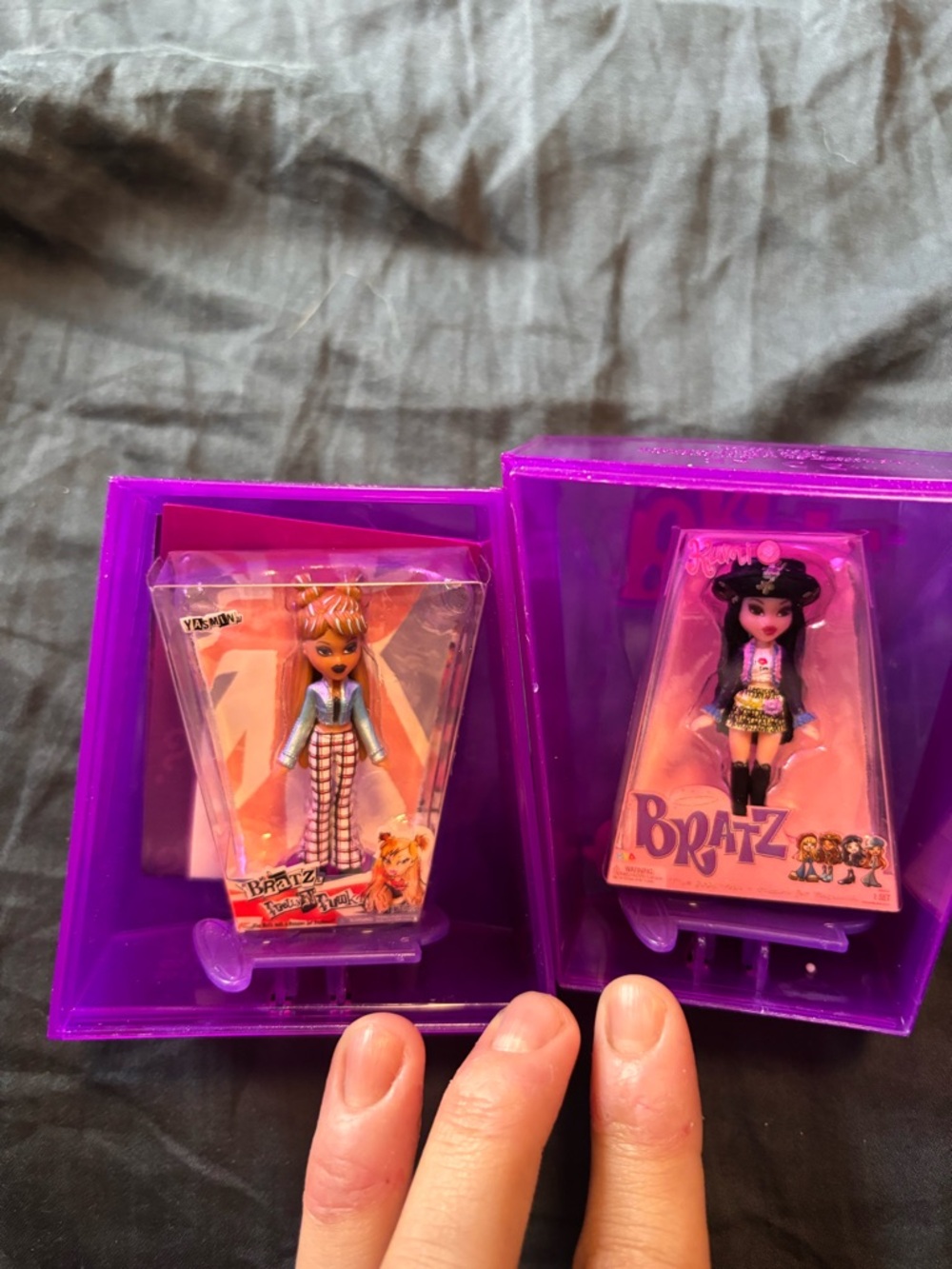 Bratz Mini Dolls Set in Purple Display Case - Pink & Black Accents